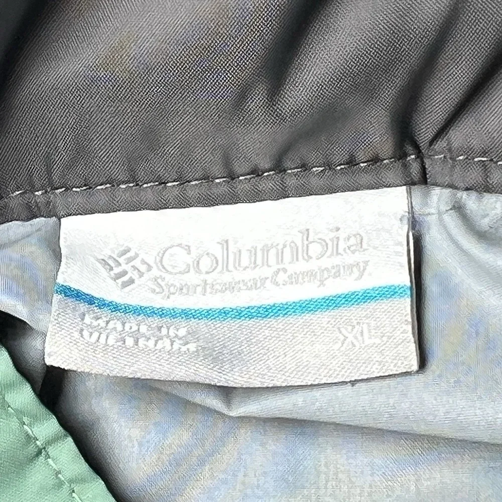 Columbia Jacket Men Size XL Windbreaker Green/Gray Zipper Front Rain Jacket